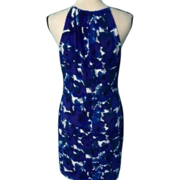 Ivanka Trump Dress Womens L Blue Floral Sleeveless Shift Chain Link Straps Event - Picture 4 of 7